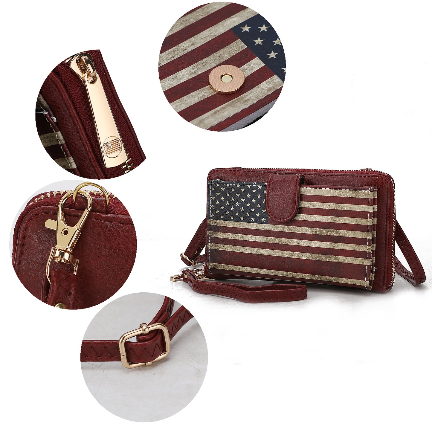 Kiara Smartphone and Wallet Convertible Flag Crossbody Bag (Multiple colors to choose)