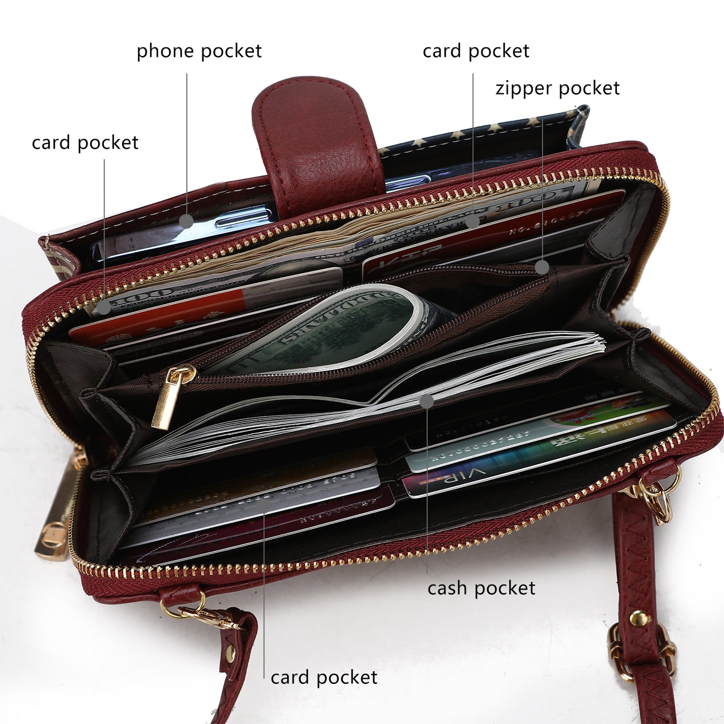 Kiara Smartphone and Wallet Convertible Flag Crossbody Bag (Multiple colors to choose)